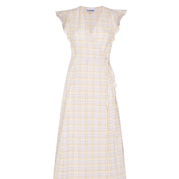 Ganni Dresses & Skirts - GANNI Ruffle Sleeveless Seersucker Dress NWT